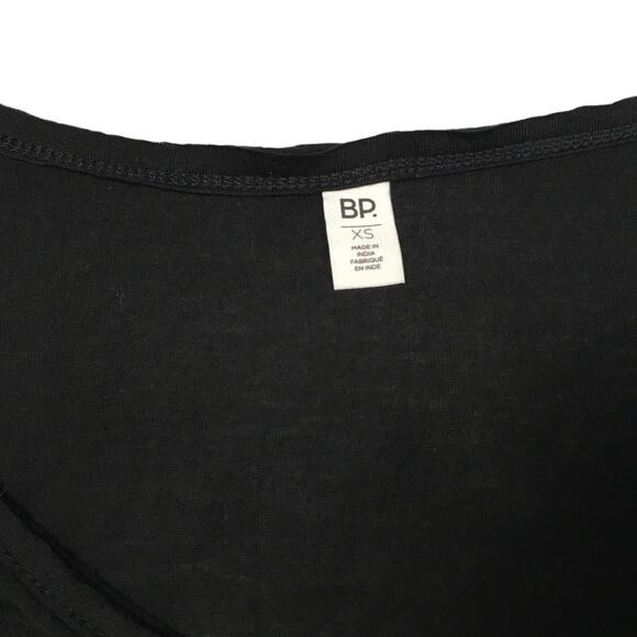 BP Tee Raw Edge V-Neck Short Sleeve Black Top Casual Women's XS‎ - Picture 2 of 6